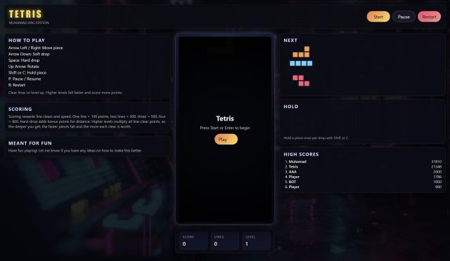 Tetris — muhamad.org edition